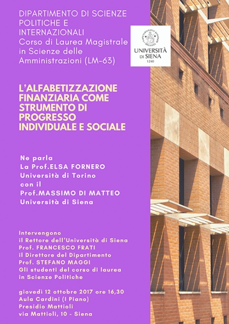 L'alfebetizzazione finanziaria come strumento di progresso individuale e sociale L'alfebetizzazione finanziaria come strumento di progresso individuale e sociale