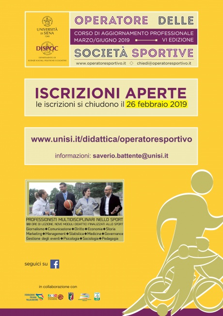 Corso aggiornamento professionale in "Operatore delle società sportive"