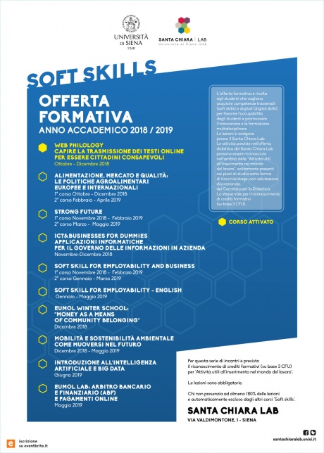 Soft Skills - offerta formativa Santa Chiara Lab a.a. 2018-2019