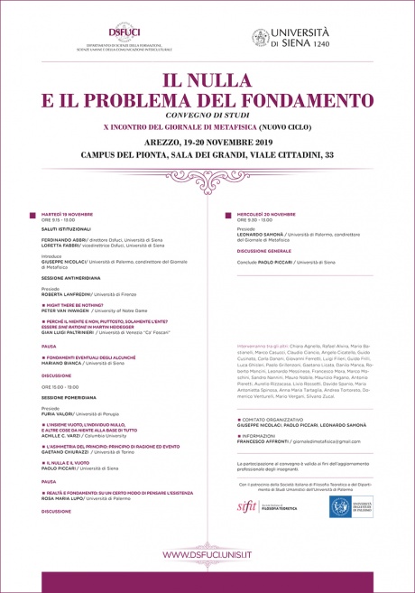 Programma "Il Nulla e il problema del fondamento" - Arezzo