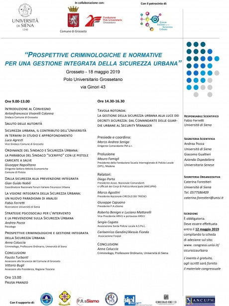 Grosseto: convegno "Prospettive criminologiche e normative per una gestione integrata della sicurezza urbana"