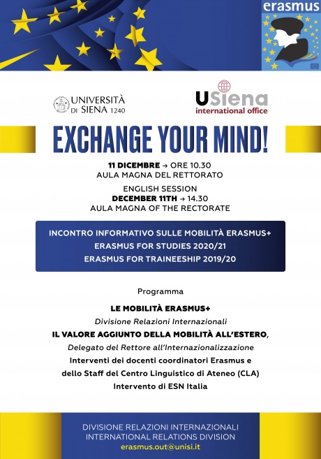 Exchange you mind! - Incontro informativo sulle mobilità Erasmus+ Exchange you mind! - Incontro informativo sulle mobilità Erasmus+