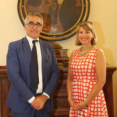Il rettore Angelo Riccaboni e l'Ambasciatrice britannica Jill Morris