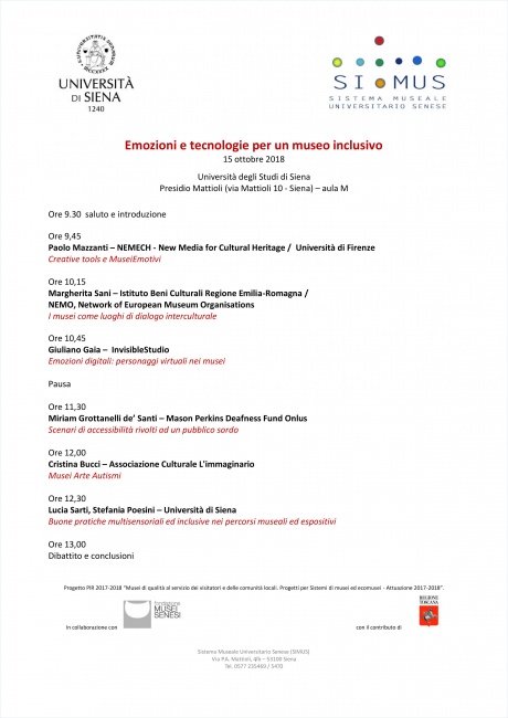 “Emozioni e tecnologie per un museo inclusivo” “Emozioni e tecnologie per un museo inclusivo”