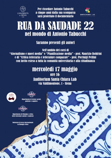 Proiezione del documentario "Rua da Saudade 22. Nel mondo di Antonio Tabucchi" Proiezione del documentario "Rua da Saudade 22. Nel mondo di Antonio Tabucchi"