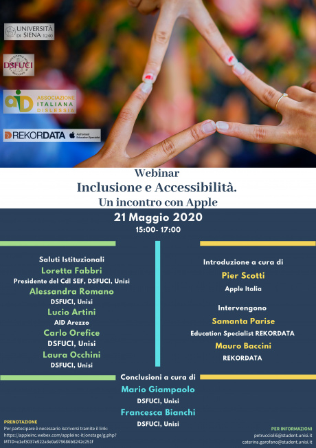 webinar "Inclusione e accessibilità. Un incontro con Apple" webinar "Inclusione e accessibilità. Un incontro con Apple"