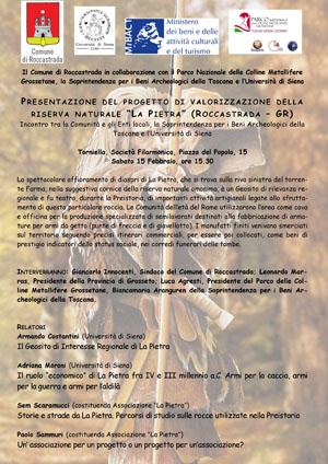 Locandina progetto valorizzazione della riserva naturale "La Pietra"