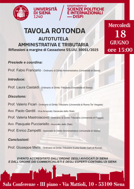 tavola rotonda "Autotutela amministrativa e tributaria"