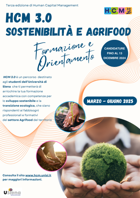 Call for applications per HCM 3.0 “Sostenibilità e Agrifood”