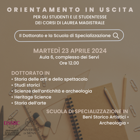 Dipartimento di Scienze storiche e dei beni culturali: giornate di orientamento per i dottorati di ricerca e i corsi di laurea magistrale