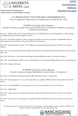 Locandina convegno "La Sovranità finanziaria condizionata"