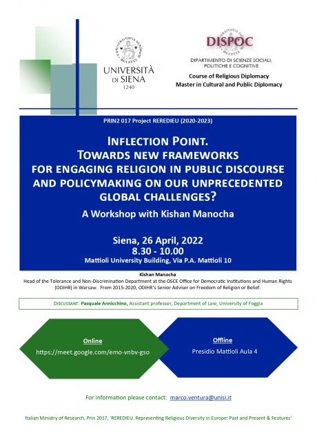 Workshop “Inflection point. Towards new frameworks for engaging religion in public discourse and policymaking on our unprecedented global challenges”