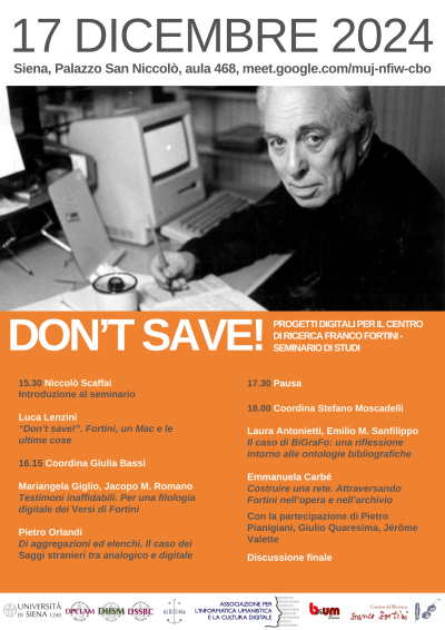 Don't save! Progetti digitali per il Centro di ricerca Franco Fortini