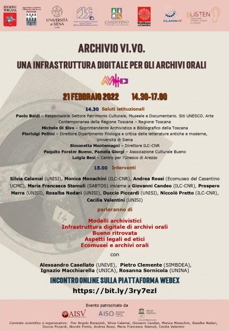 Archivio Vi.Vo. - Una infrastruttura digitale per gli archivi orali Archivio Vi.Vo. - Una infrastruttura digitale per gli archivi orali