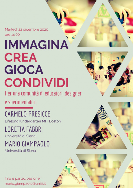  webinar “Immagina, crea, gioca, condividi - Per una comunità di educatori, designer e sperimentatori”