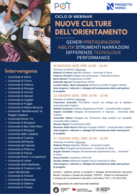 Ciclo di webinar "Nuove culture dell'orientamento"