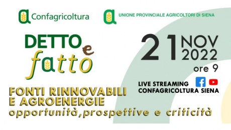Incontro online “Fonti rinnovabili e agroenergie”
