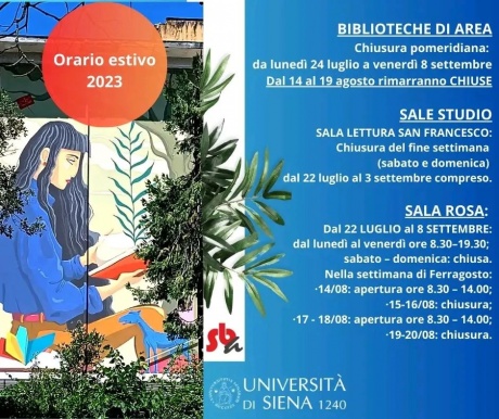 orario estivo biblioteche di area