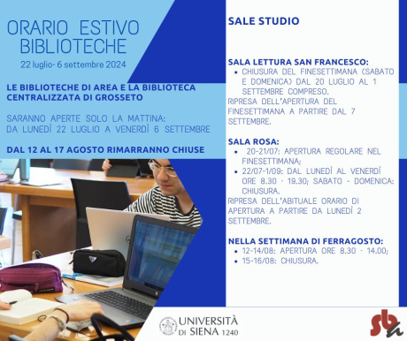 Le aperture estive delle biblioteche di area 
