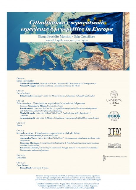 Cittadinanza e separatismi: esperienze e prospettive in Europa Cittadinanza e separatismi: esperienze e prospettive in Europa