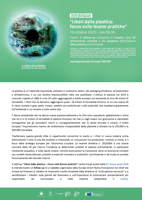 Webinar "Liberi dalla plastica: focus sulle buone pratiche"