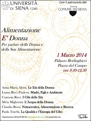 Locandina convegno "Alimentazione É Donna"