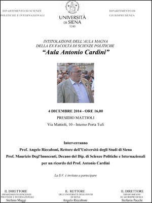 Locandina aula Antonio Cardini Locandina aula Antonio Cardini