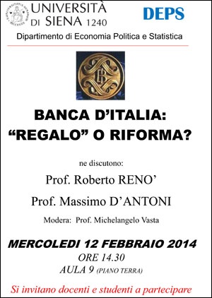 Locandina Banca d'Italia: "regalo" o riforma?