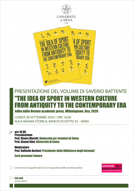 Presentazione del volume del prof. Saverio Battente "The idea of sport in western culture from antiquity to the contemporary era" Presentazione del volume del prof. Saverio Battente "The idea of sport in western culture from antiquity to the contemporary era"