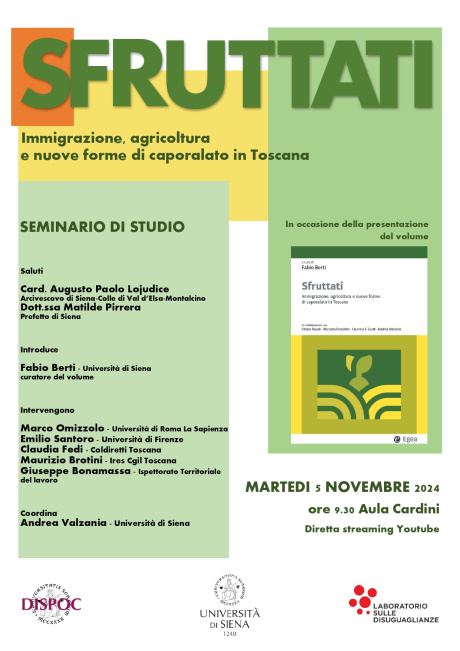 Seminario di studio "Immigrazione, agricoltura, nuove forme di caporalato in Toscana"