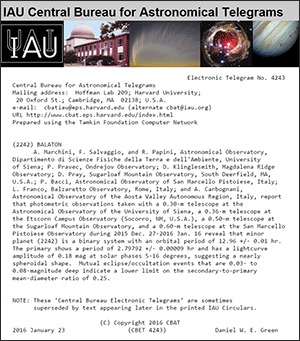 telegramma elettronico numero 4243 