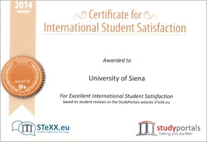 Certificate for International Student Satisfaction