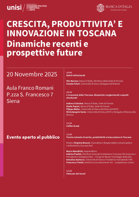 Convegno su crescita, produttività e innovazione in Toscana Convegno su crescita, produttività e innovazione in Toscana