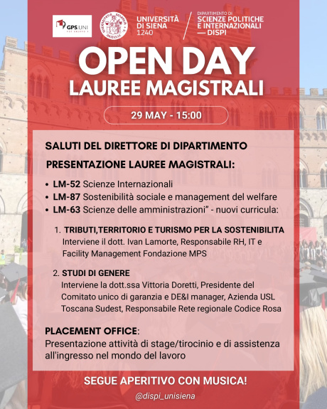 Open Day lauree magistrali dipartimento Scienze politiche e internazionali