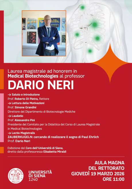 Laurea magistrale ad honorem in Medical Biotechnologies a Dario Neri Laurea magistrale ad honorem in Medical Biotechnologies a Dario Neri