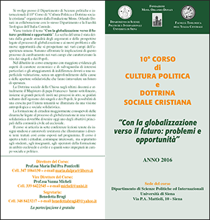 corso di Cultura politica e dottrina sociale cristiana