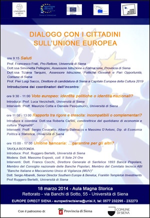 Locandina "Dialogo con i cittadini sull'Unione europea"