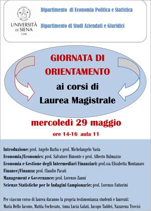 Locandina Giornata di orientamento Economia
