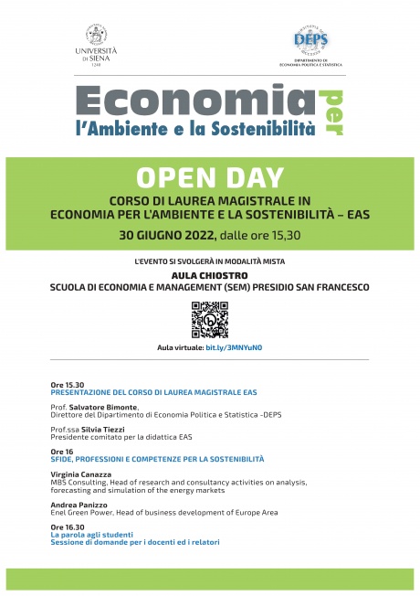 Open Day corso di laurea magistrale in Economia per l'ambiente e la sostenibilità