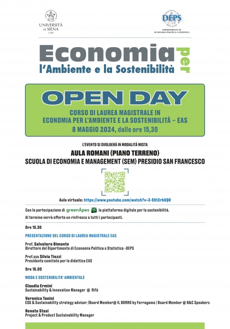 Open Day corso di laurea magistrale in Economia per l'Ambiente e la Sostenibilità