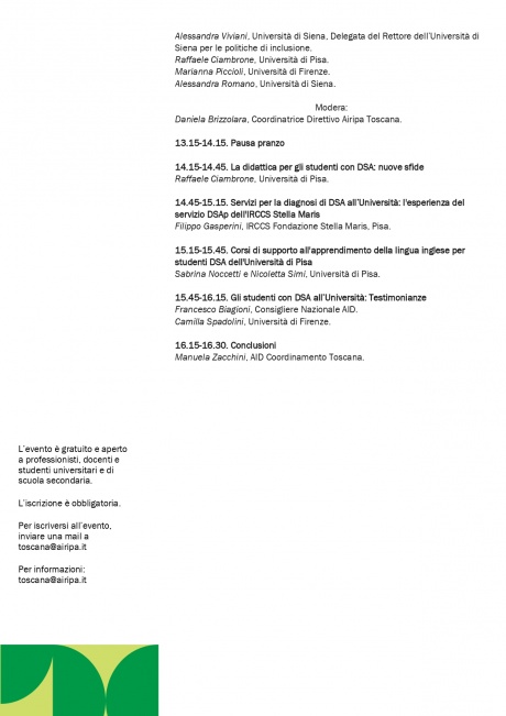 “Gli studenti con Disturbi Specifici di Apprendimento (DSA) nelle Università toscane di Pisa, Firenze e Siena: opportunità e criticità”