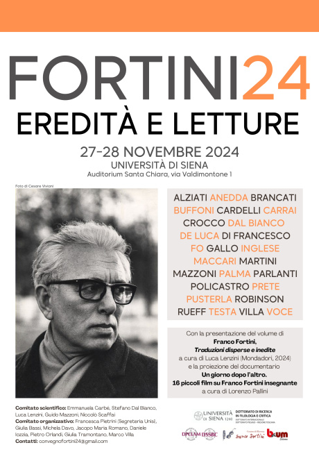 Fortini24: eredità e letture Fortini24: eredità e letture
