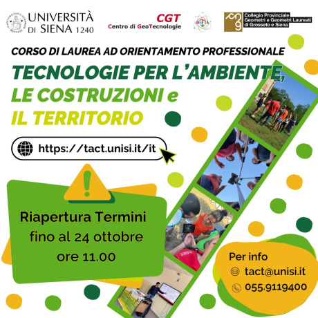 Corso di laurea ad orientamento professionale in Tecnologie per l'ambiente, le costruzioni e il territorio: riaperto il bando di ammissione