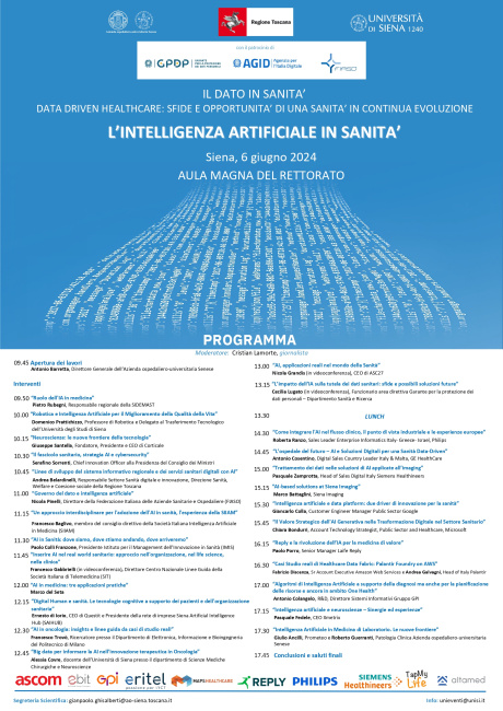 Convegno “L’intelligenza artificiale in sanità” Convegno “L’intelligenza artificiale in sanità”