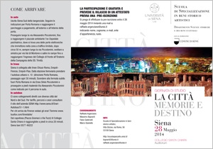 Locandina Giornata di studio "La città, memoria e destino"