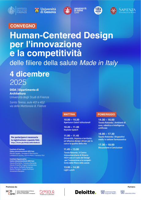 Convegno “Human-Centred Design per l’innovazione e la competitività delle filiere della salute made in Italy"
