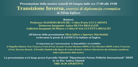 Presentazione della mostra "Transizione inversa, esercizi di diplomazia cromatica" di Silvia Iafisco