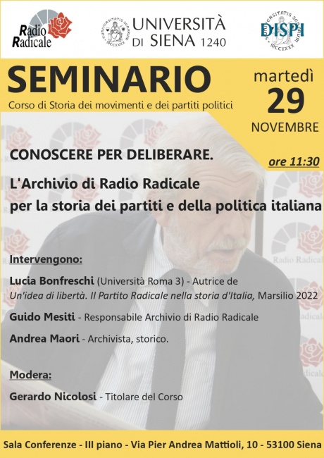 Seminario "L'archivio di Radio Radio Radicale per la storia dei partiti e della politica italiana"