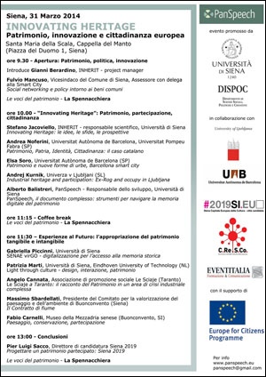 Locandina “Innovating Heritage” Locandina “Innovating Heritage”