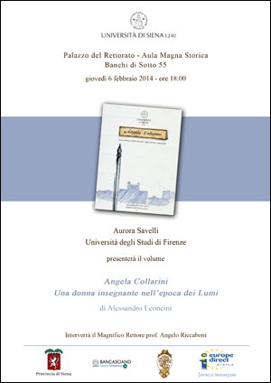 invito presentazione del volume "Angela Collarini. Una donna insegnante nell'epoca dei Lumi"
